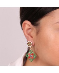 Orecchini in Metallo con pendente maioliche colorate