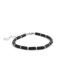 Bracciale in Acciaio con pietra onice nera e metallo lucido