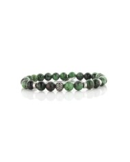 Bracciale in Acciaio con pietre malachite verdi