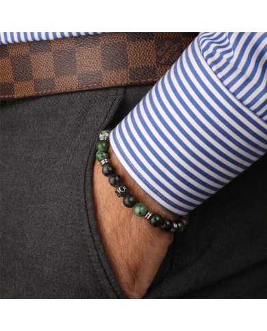 Bracciale in Acciaio con pietre malachite verdi