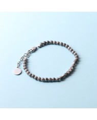 Bracciale in Acciaio con pietra diaspro grigio e cubetti in metallo