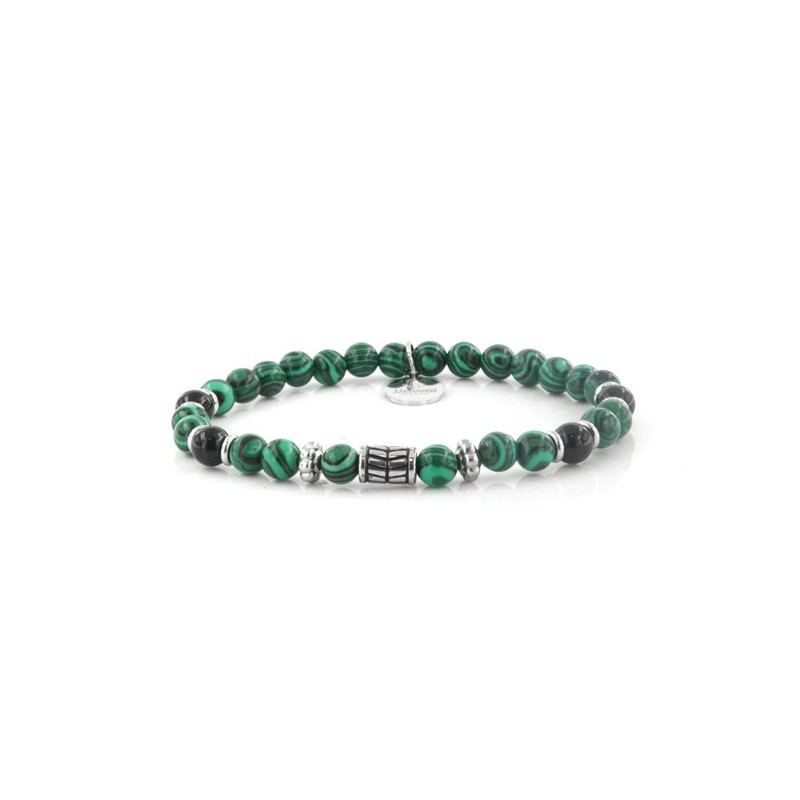 Bracciale in Acciaio con pietra malachite verde