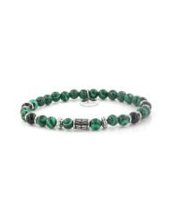 Bracciale in Acciaio con pietra malachite verde