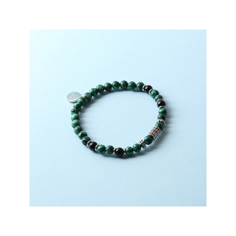 Bracciale in Acciaio con pietra malachite verde