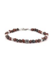 Bracciale in Acciaio con pietra agata marrone