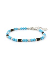Bracciale in Acciaio con pietra turchese e onice nero