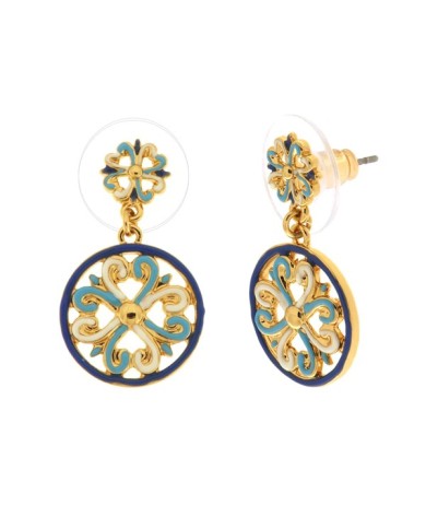 Orecchini in Metallo con pendente maioliche colorate