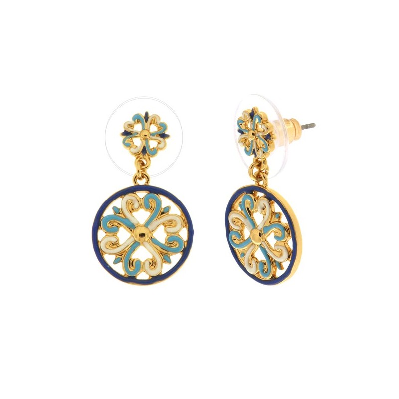 Orecchini in Metallo con pendente maioliche colorate