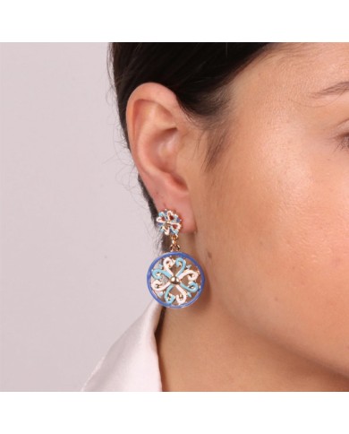 Orecchini in Metallo con pendente maioliche colorate