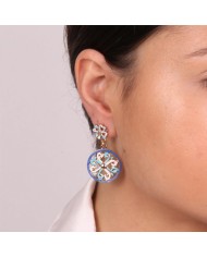 Orecchini in Metallo con pendente maioliche colorate