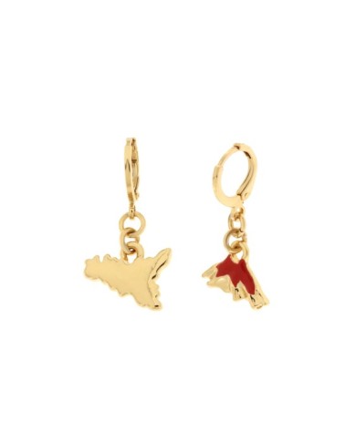 Orecchini in Metallo con sicilia e etna