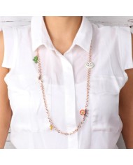 Collana in Metallo con charm siciliani, coffa, corno portafortuna, cassata