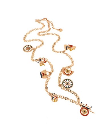 Collana in Metallo con charms siciliani, coffa siciliana, trinacria