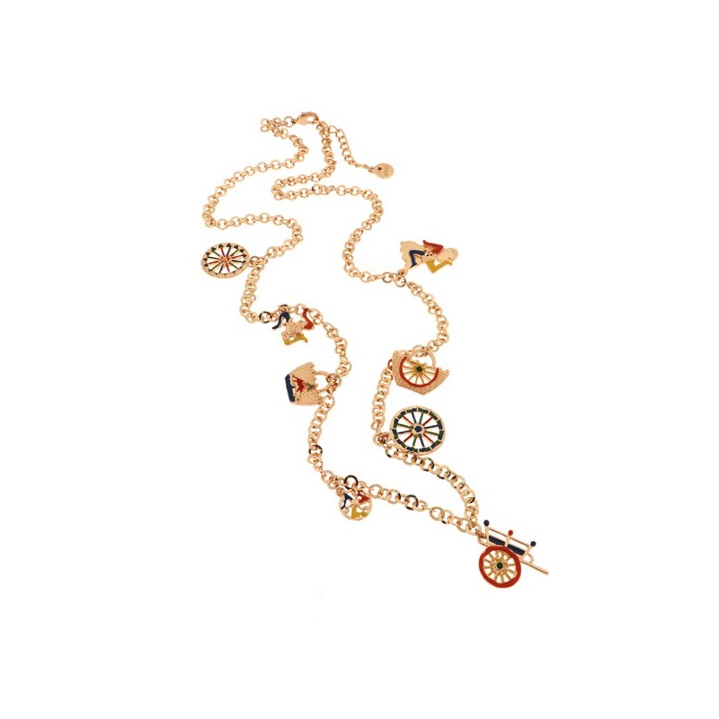 Collana in Metallo con charms siciliani, coffa siciliana, trinacria