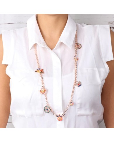 Collana in Metallo con charms siciliani, coffa siciliana, trinacria