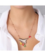 Collana in Metallo con ciondolo Sicilia, limone, fico d&#8217;india e cuore