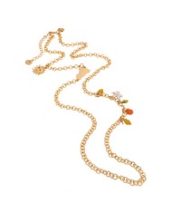 Collana in Metallo maglia rolò, con charm pendenti agrumi di Sicilia impreziositi da smalti colorati