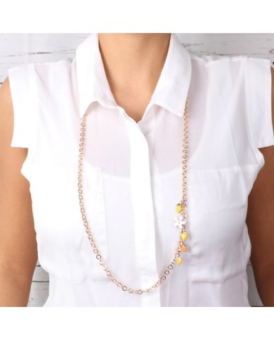 Collana in Metallo maglia rolò, con charm pendenti agrumi di Sicilia impreziositi da smalti colorati