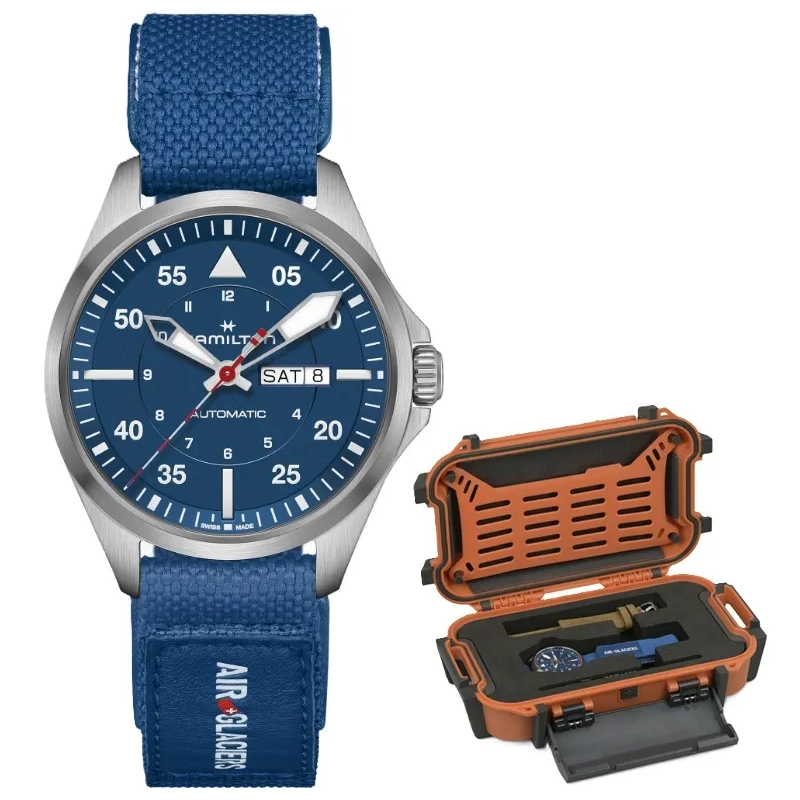 Orologio HAMILTON KHAKI AVIATION PILOT DAY DATE AUTO - AIR-GLACIERS Special Edition + Extra Strap Uomo