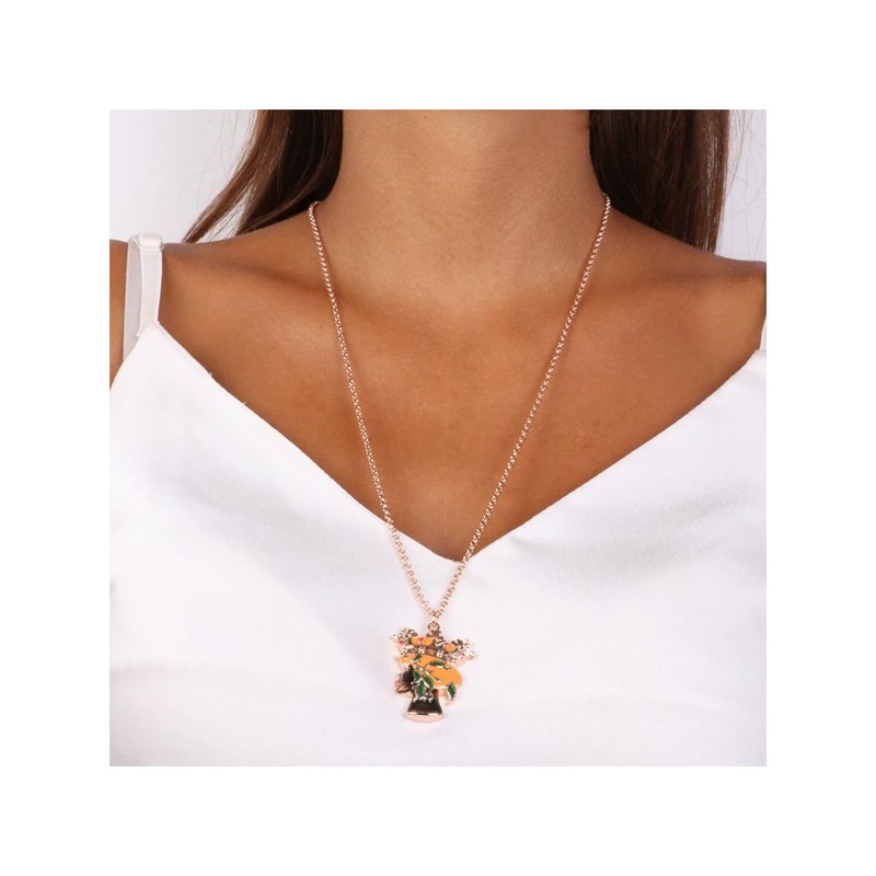 Collana in Metallo con pendente testa di moro donna con smalti e cristalli colorati