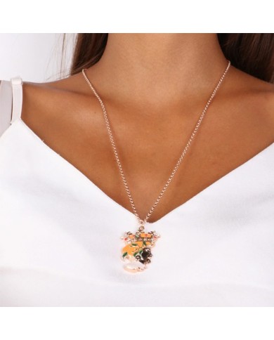 Collana in Metallo con pendente testa di moro con smalti e cristalli colorati