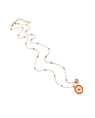 Collana in Metallo con ruota del carretto siciliano e simbolo Trinacria impreziositi da smalti colorati