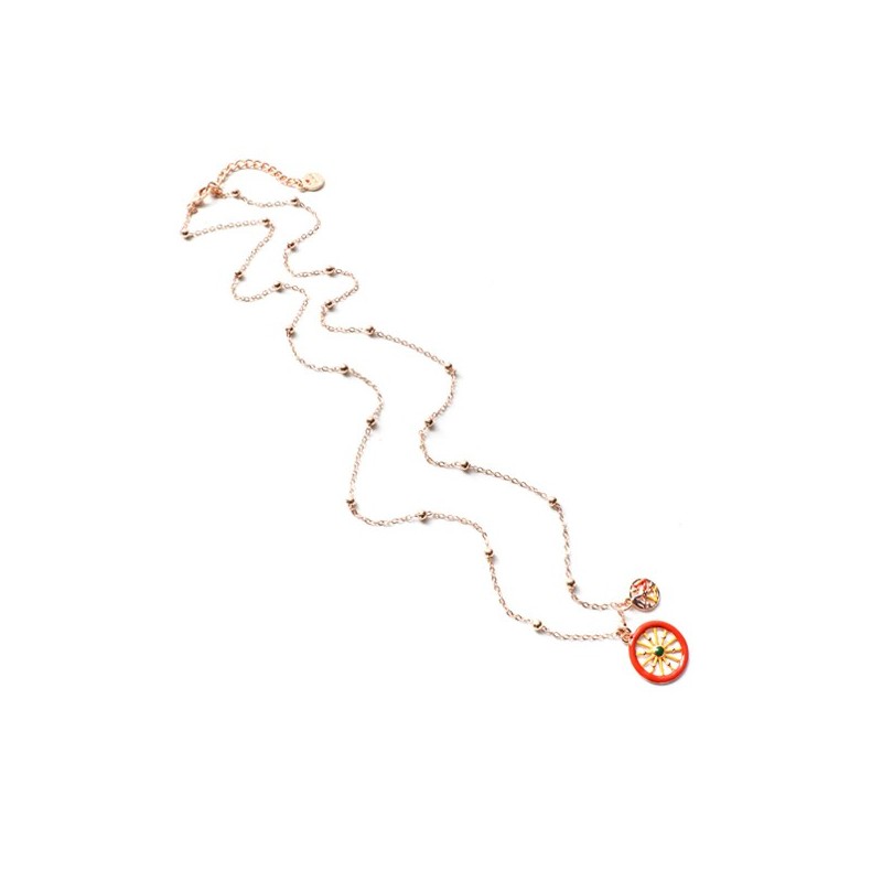 Collana in Metallo con ruota del carretto siciliano e simbolo Trinacria impreziositi da smalti colorati