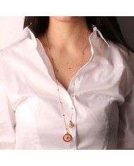 Collana in Metallo con ruota del carretto siciliano e simbolo Trinacria impreziositi da smalti colorati