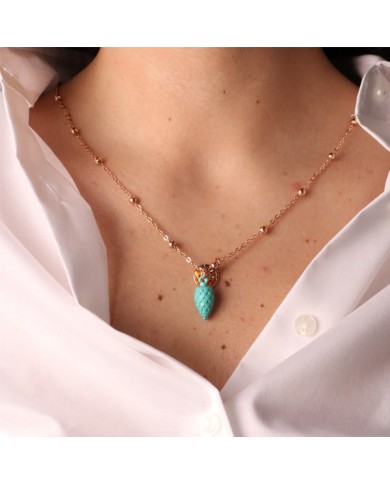 Collana in Metallo con pigna portafortuna turchese e trinacria