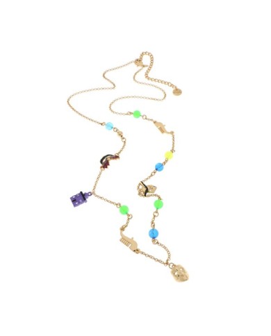 Collana in Metallo con cristalli di Murano, maschera e case colorate di Burano