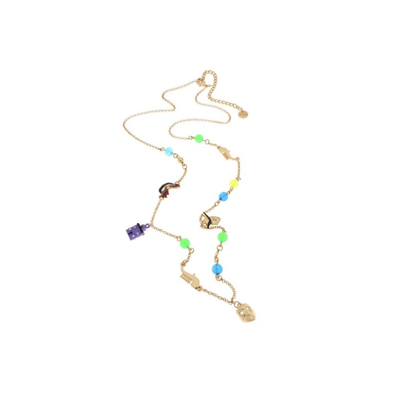 Collana in Metallo con cristalli di Murano, maschera e case colorate di Burano