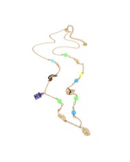 Collana in Metallo con cristalli di Murano, maschera e case colorate di Burano