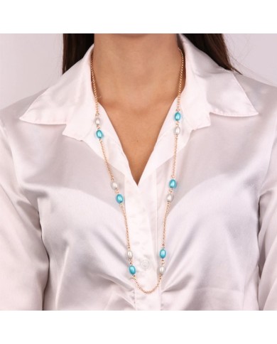 Collana in Metallo con cristalli di colore blu ispirati al vetro di Murano