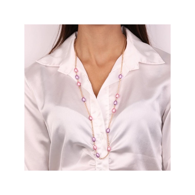 Collana in Metallo con cristalli di colore rosa ispirati al vetro di Murano