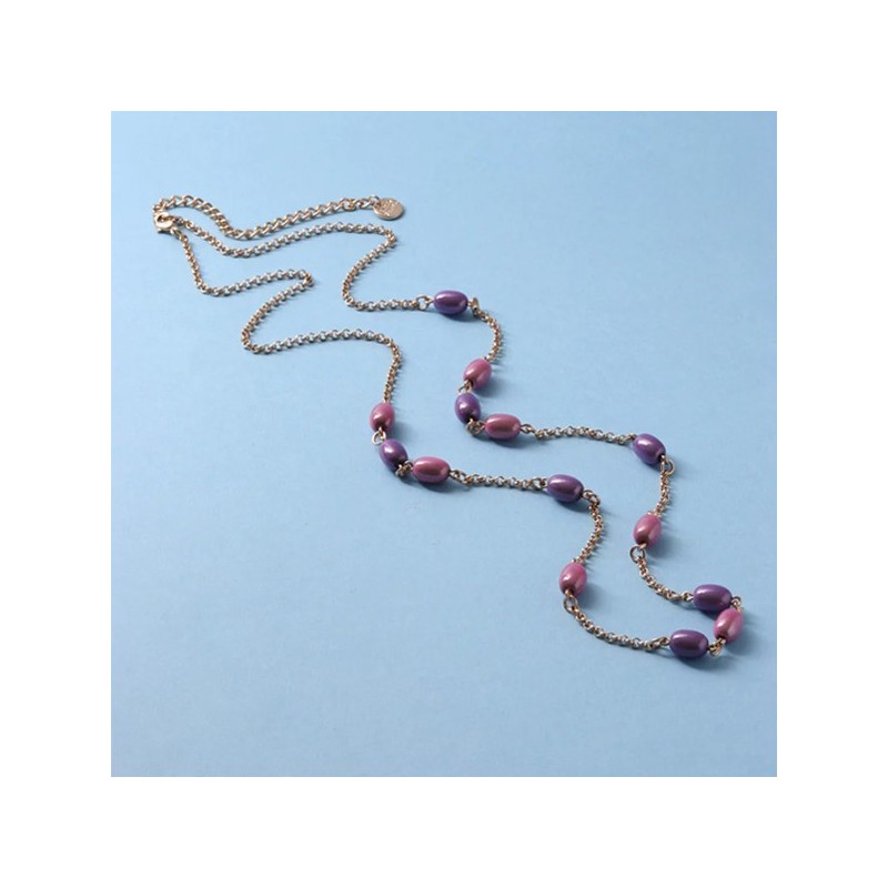 Collana in Metallo con cristalli di colore rosa ispirati al vetro di Murano