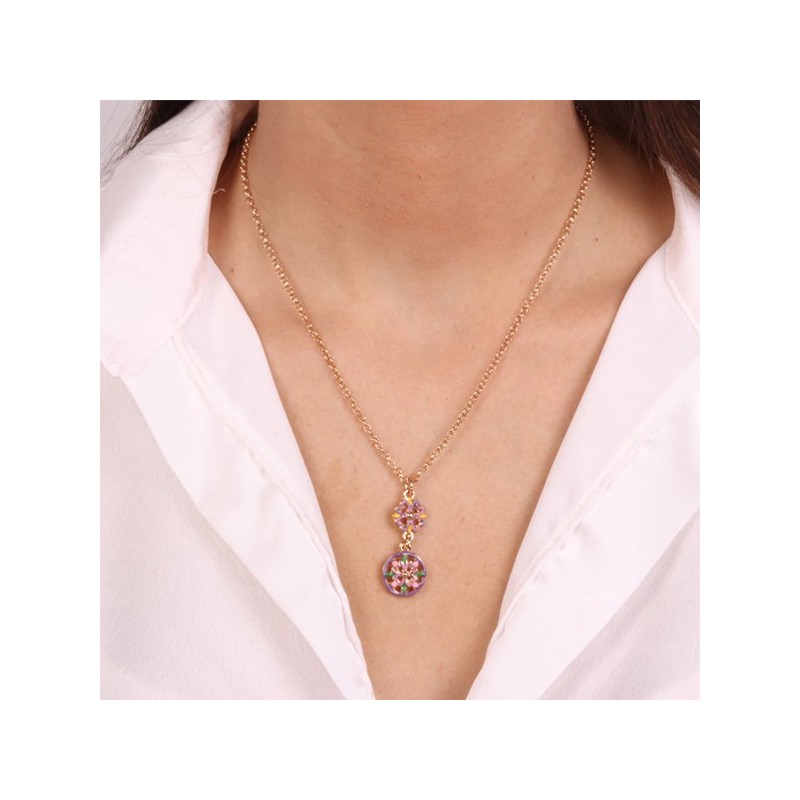 Collana in Metallo con maioliche colorate