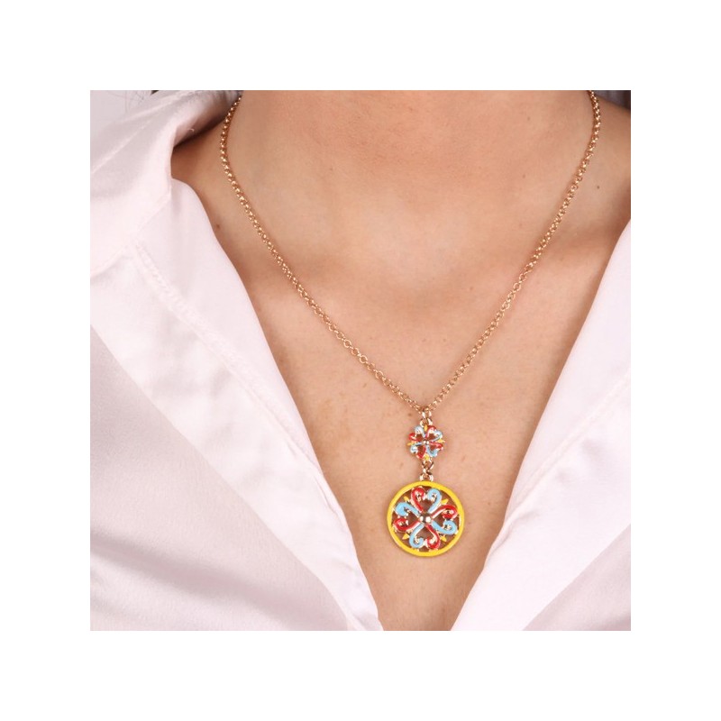 Collana in Metallo con maioliche colorate