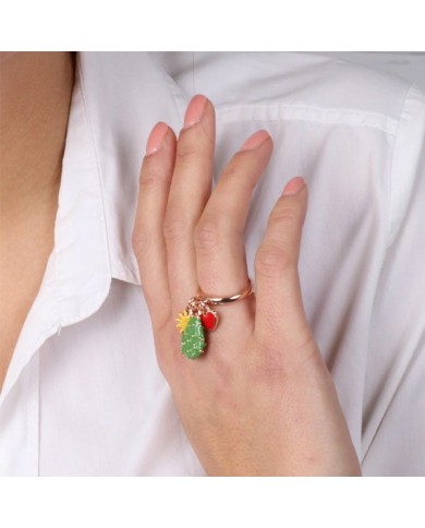 Anello in Metallo con charms fico d&#8217;india, sole e cuore, impreziositi da smalti colorati
