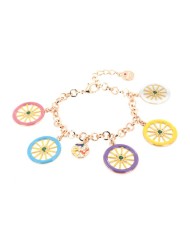 Bracciale in Metallo con charm ruote colorate e carretto siciliano