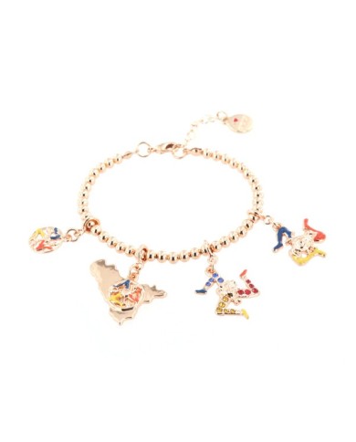 Bracciale in Metallo con Sicilia centrale e due trinacria