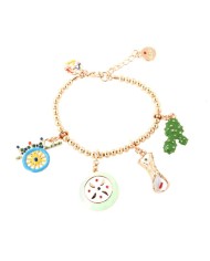 Bracciale in Metallo con charms siciliani, carretto, fico d&#8217;india, cassata e cannolo