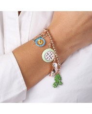 Bracciale in Metallo con charms siciliani, carretto, fico d&#8217;india, cassata e cannolo