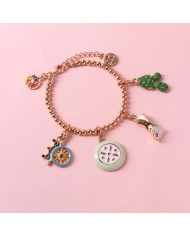Bracciale in Metallo con charms siciliani, carretto, fico d&#8217;india, cassata e cannolo