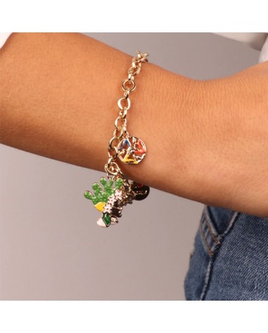 Bracciale in Metallo con testa di moro uomo e simbolo di Trinacria impreziositi da smalti colorati