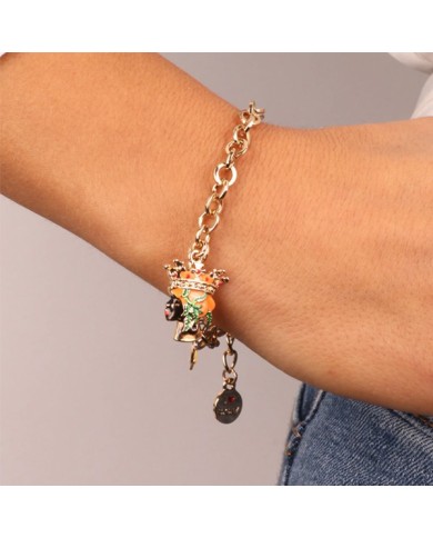Bracciale in Metallo con testa di moro donna e simbolo di Trinacria impreziositi da smalti colorati
