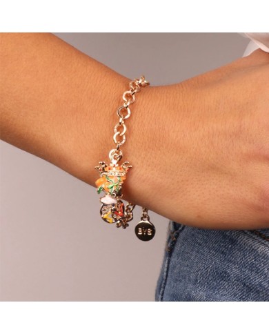 Bracciale in Metallo con testa di moro uomo e simbolo di Trinacria impreziositi da smalti colorati