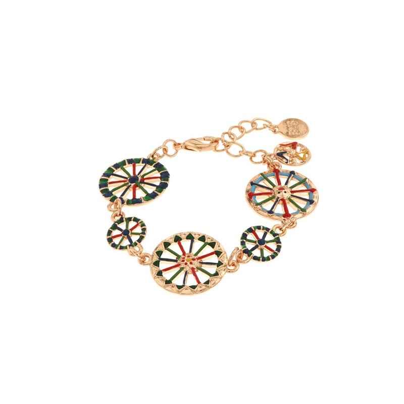 Bracciale in Metallo con ruote del carretto siciliano impreziosite da smalti colorati