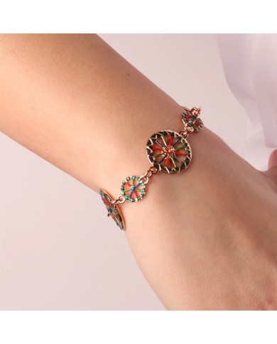 Bracciale in Metallo con ruote del carretto siciliano impreziosite da smalti colorati