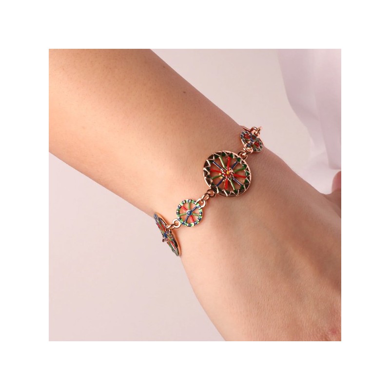 Bracciale in Metallo con ruote del carretto siciliano impreziosite da smalti colorati