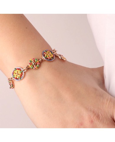 Bracciale in Metallo con maioliche siciliane e smalti colorati